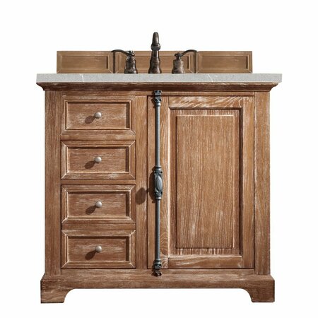 JAMES MARTIN VANITIES Providence 36in Single Vanity, Driftwood w/ 3 CM Eternal Serena Quartz Top 238-105-5511-3ESR